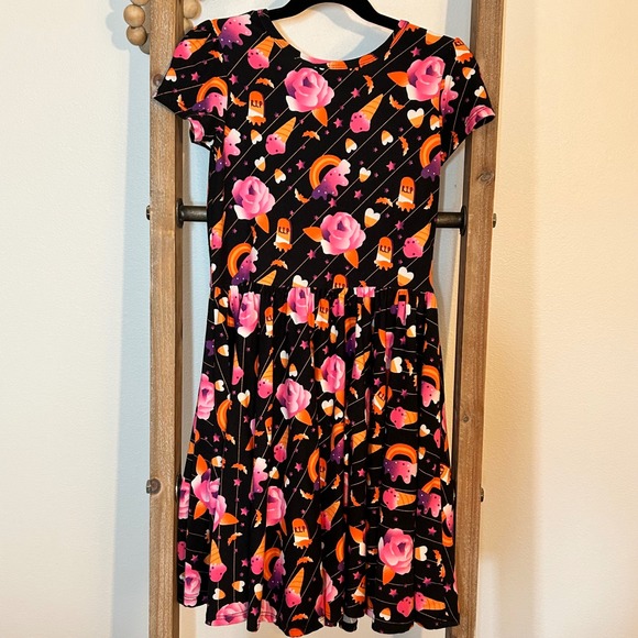 Dot Dot Smile Girls Dress Size 7 Pink Roses Tombstone Rainbows - Picture 4 of 6